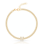 5mm Diamond Initial Cuban Link Anklet